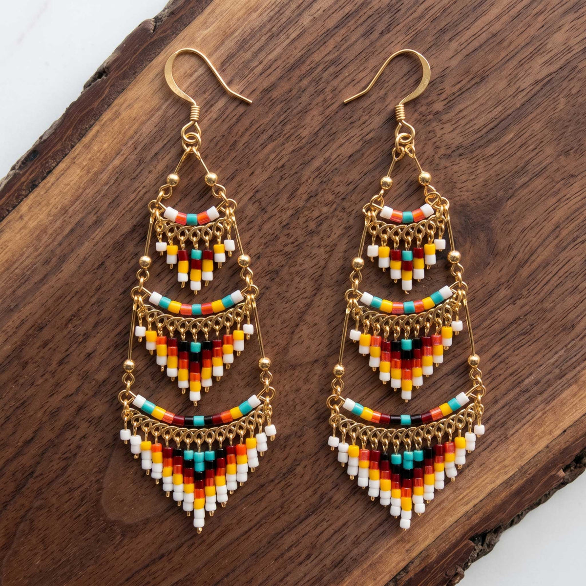 Cleopatra Czech Bead Chandelier Earrings, Stainless Steel Dangle Earrings - Gem Avenue Retail