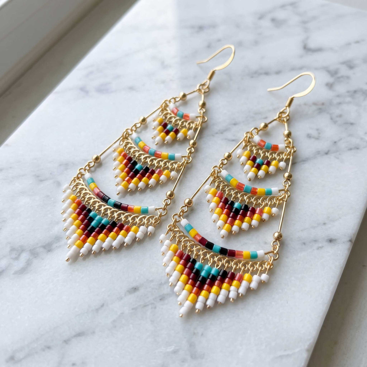 Cleopatra Czech Bead Chandelier Earrings, Stainless Steel Dangle Earrings - Gem Avenue Retail