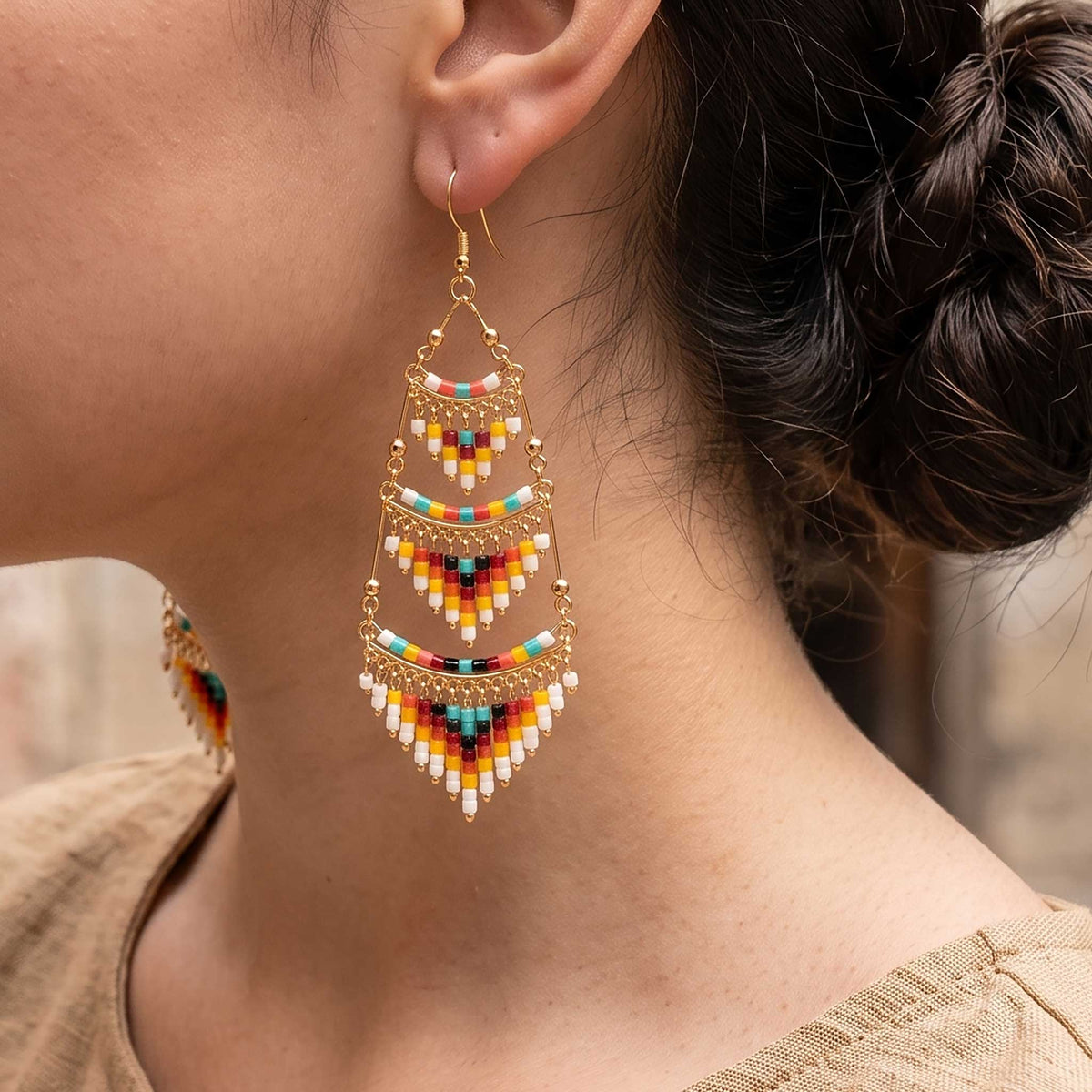 Cleopatra Czech Bead Chandelier Earrings, Stainless Steel Dangle Earrings - Gem Avenue Retail