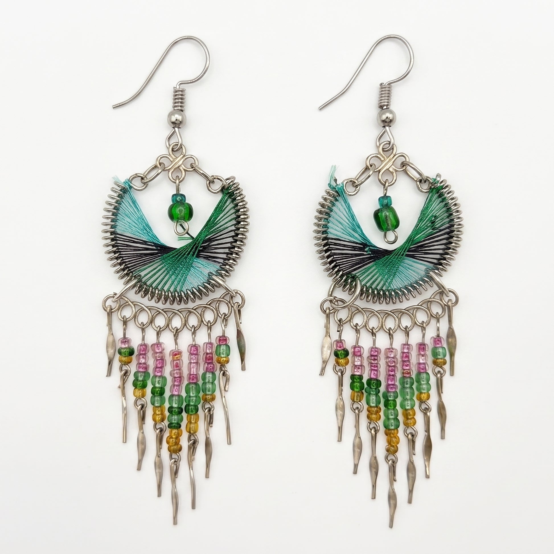 Stainless Steel Silk Thread Dangle Earrings - Gem Avenue Retail