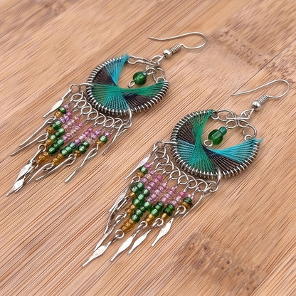 Stainless Steel Silk Thread Dangle Earrings - Gem Avenue Retail