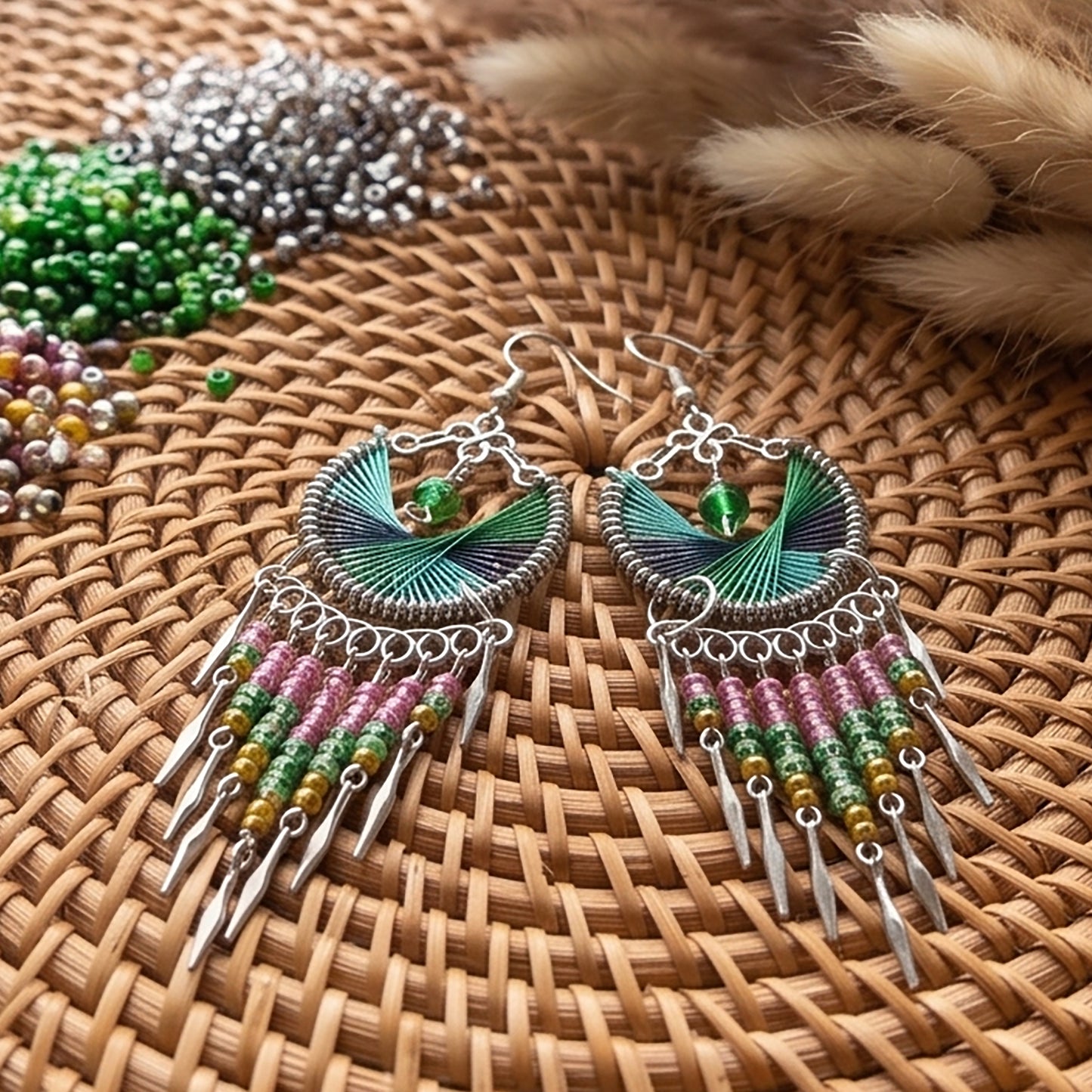 Stainless Steel Silk Thread Dangle Earrings - Gem Avenue Retail