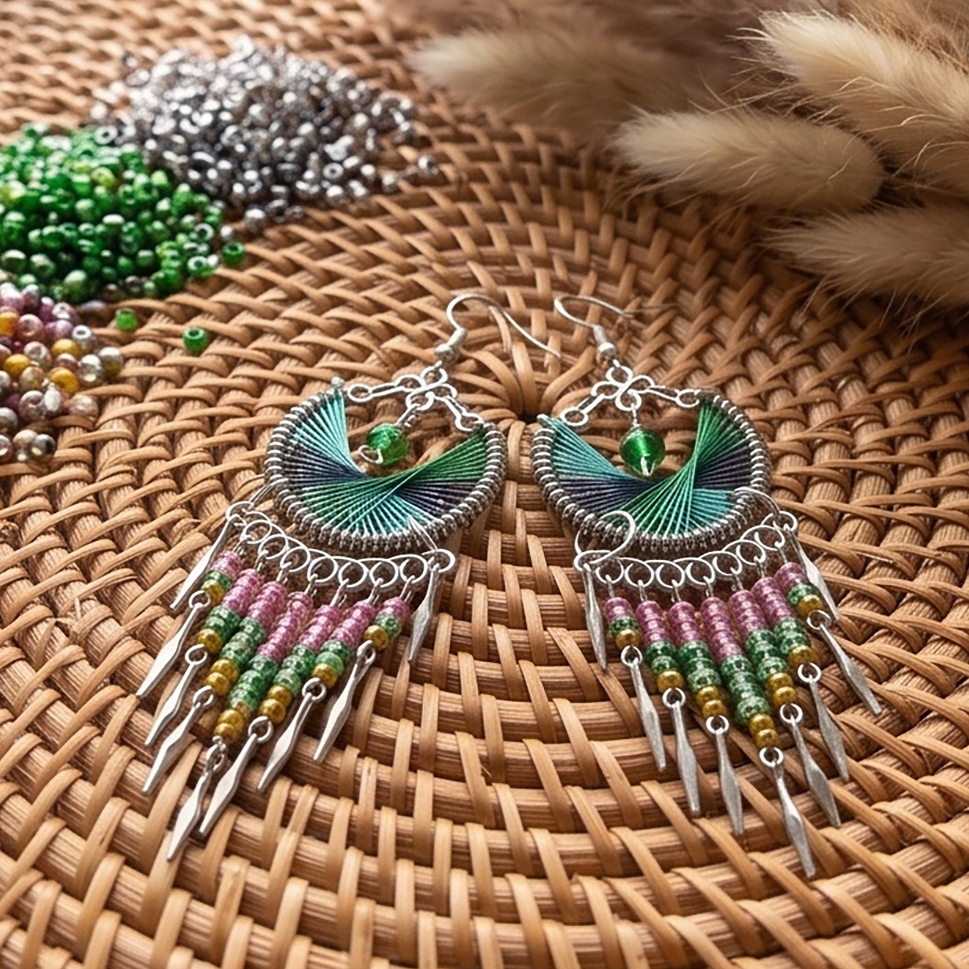 Stainless Steel Silk Thread Dangle Earrings - Gem Avenue Retail