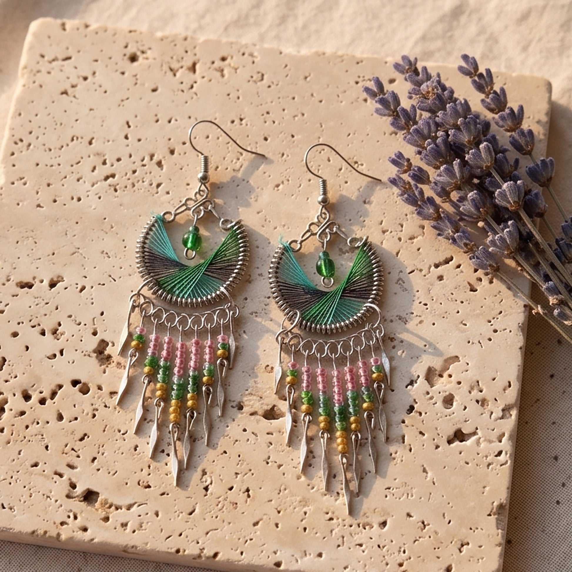Stainless Steel Silk Thread Dangle Earrings - Gem Avenue Retail