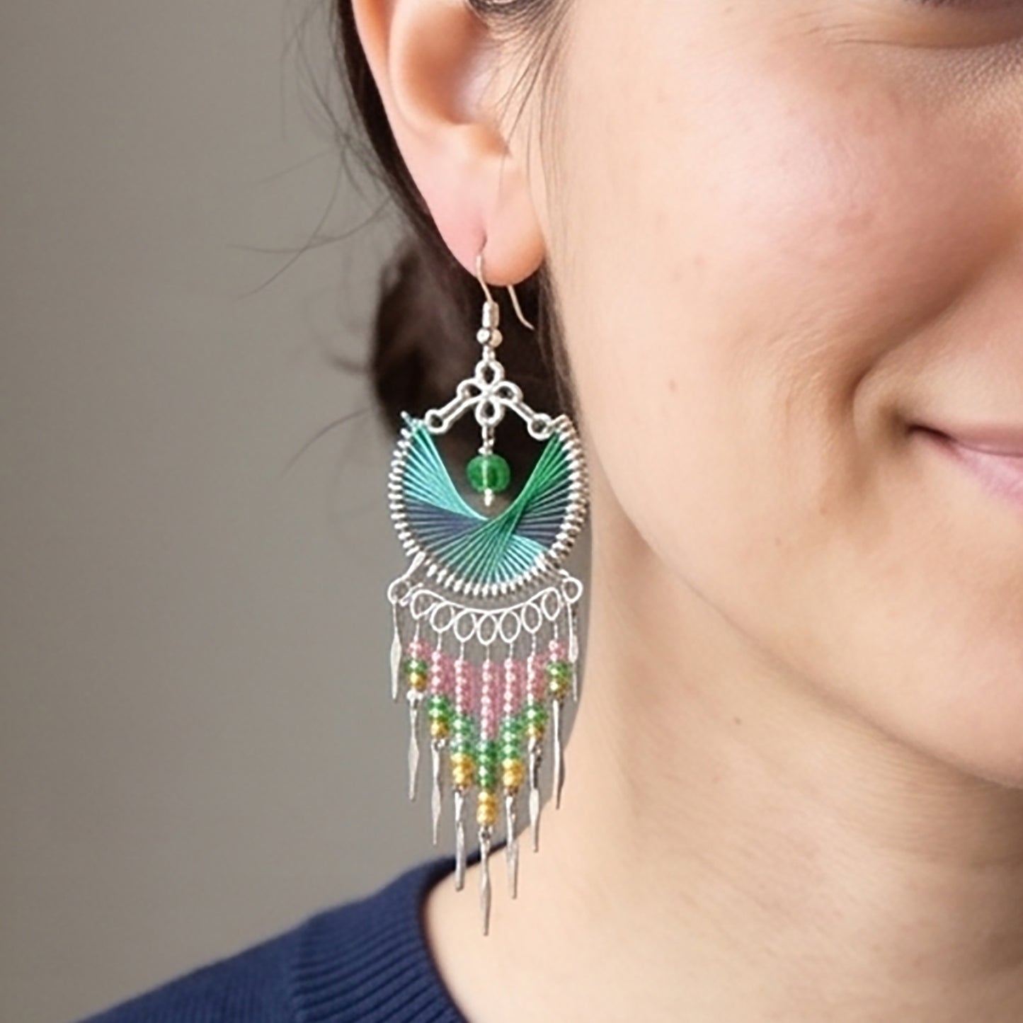 Stainless Steel Silk Thread Dangle Earrings - Gem Avenue Retail