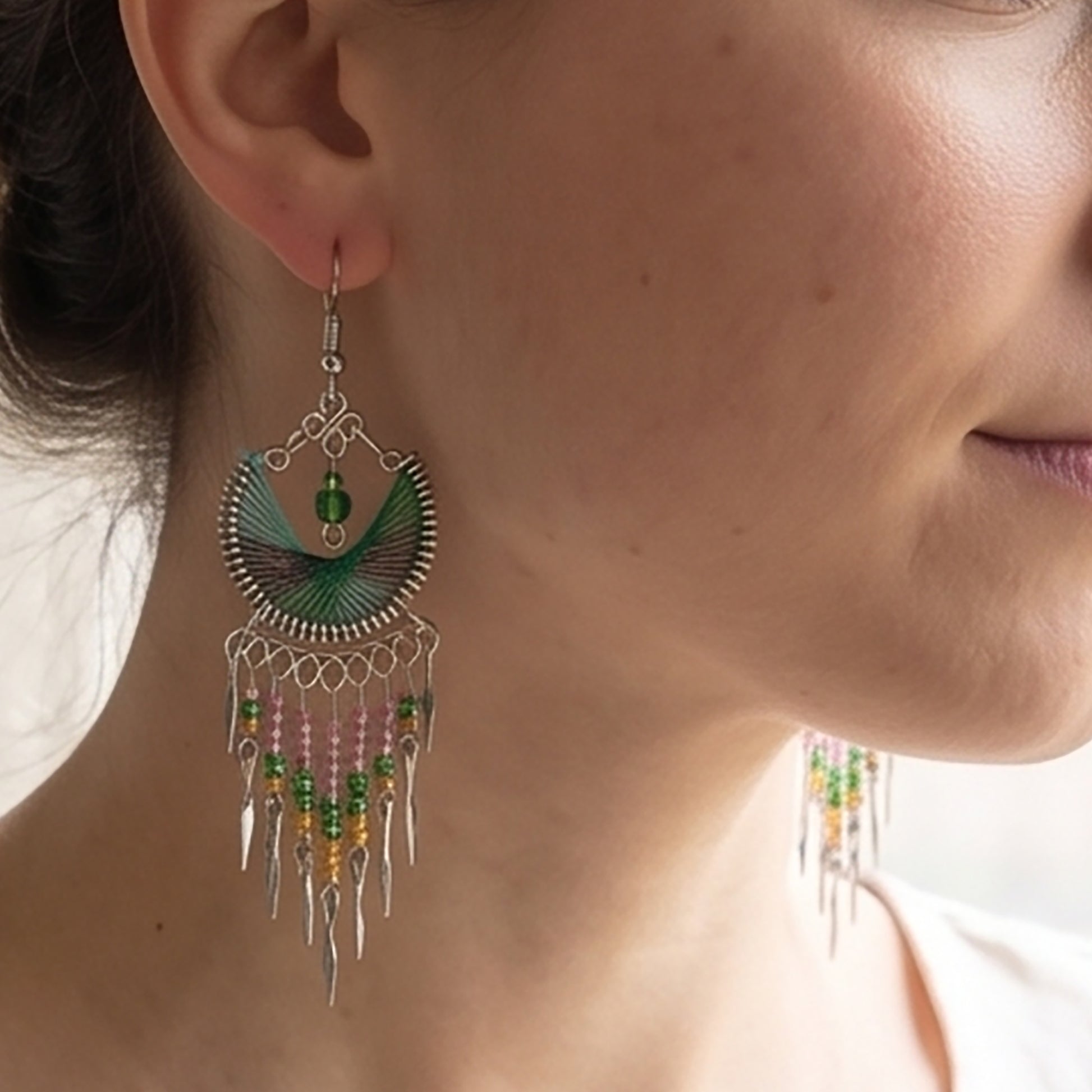 Stainless Steel Silk Thread Dangle Earrings - Gem Avenue Retail