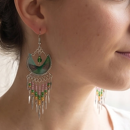 Stainless Steel Silk Thread Dangle Earrings - Gem Avenue Retail