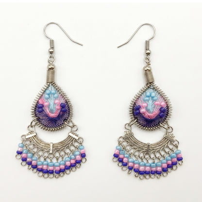 Stainless Steel & Silk Thread Dangle Earrings - Gem Avenue Retail