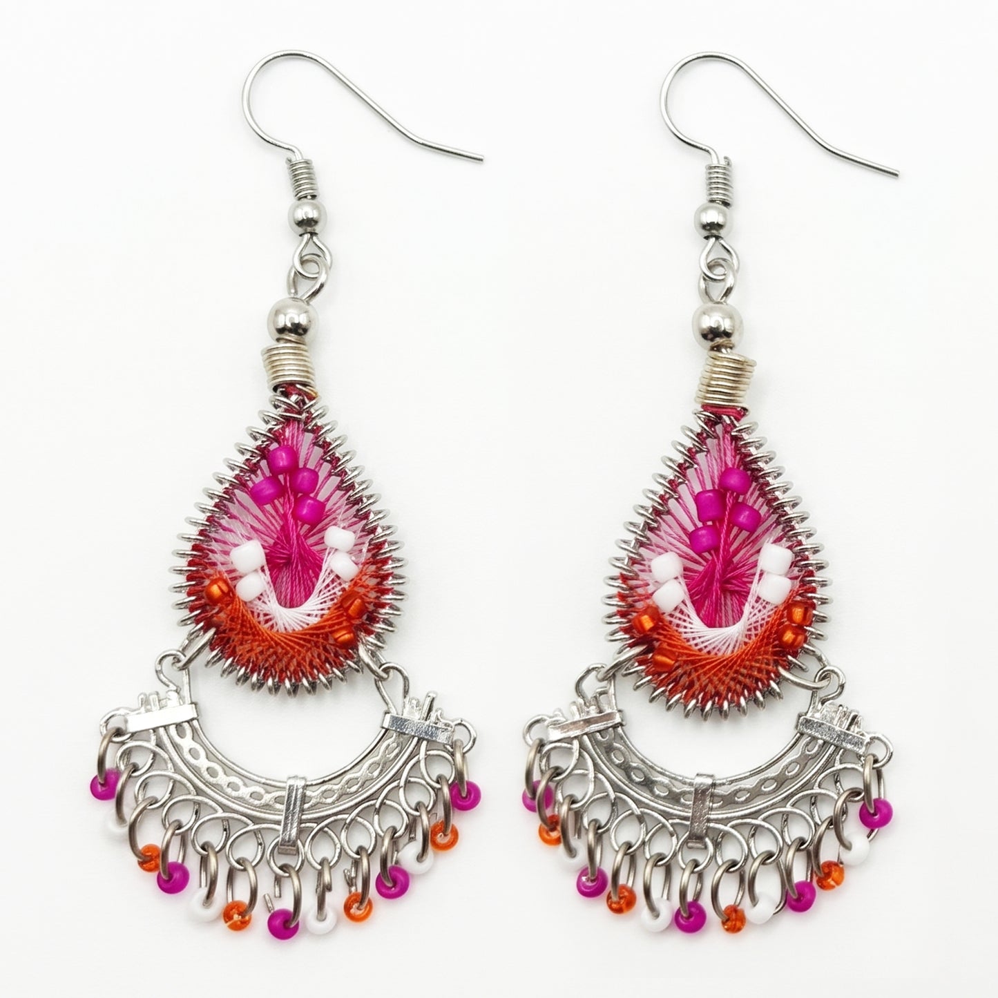 Silk Thread & Stainless Steel Dangle Earrings - Gem Avenue Retail