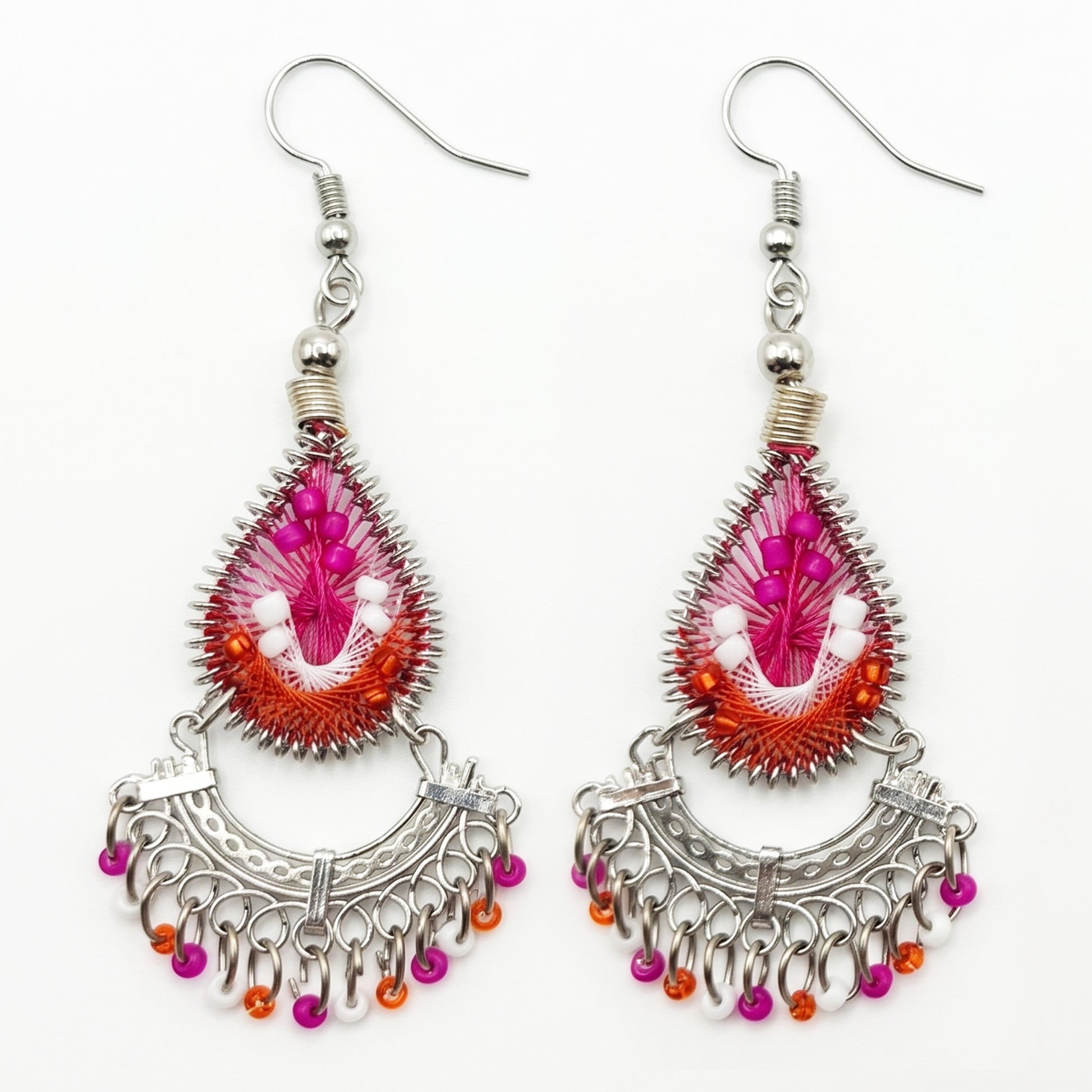 Silk Thread & Stainless Steel Dangle Earrings - Gem Avenue Retail