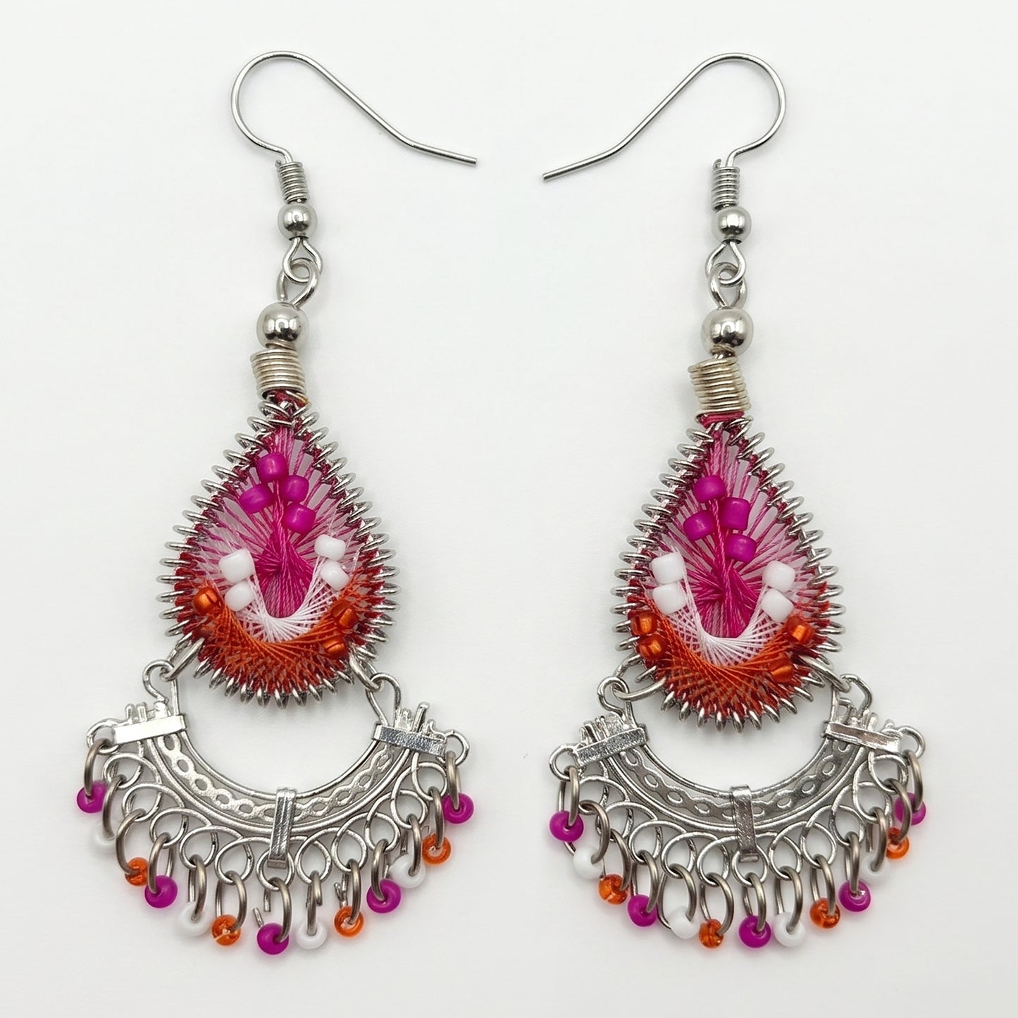 Silk Thread & Stainless Steel Dangle Earrings - Gem Avenue Retail