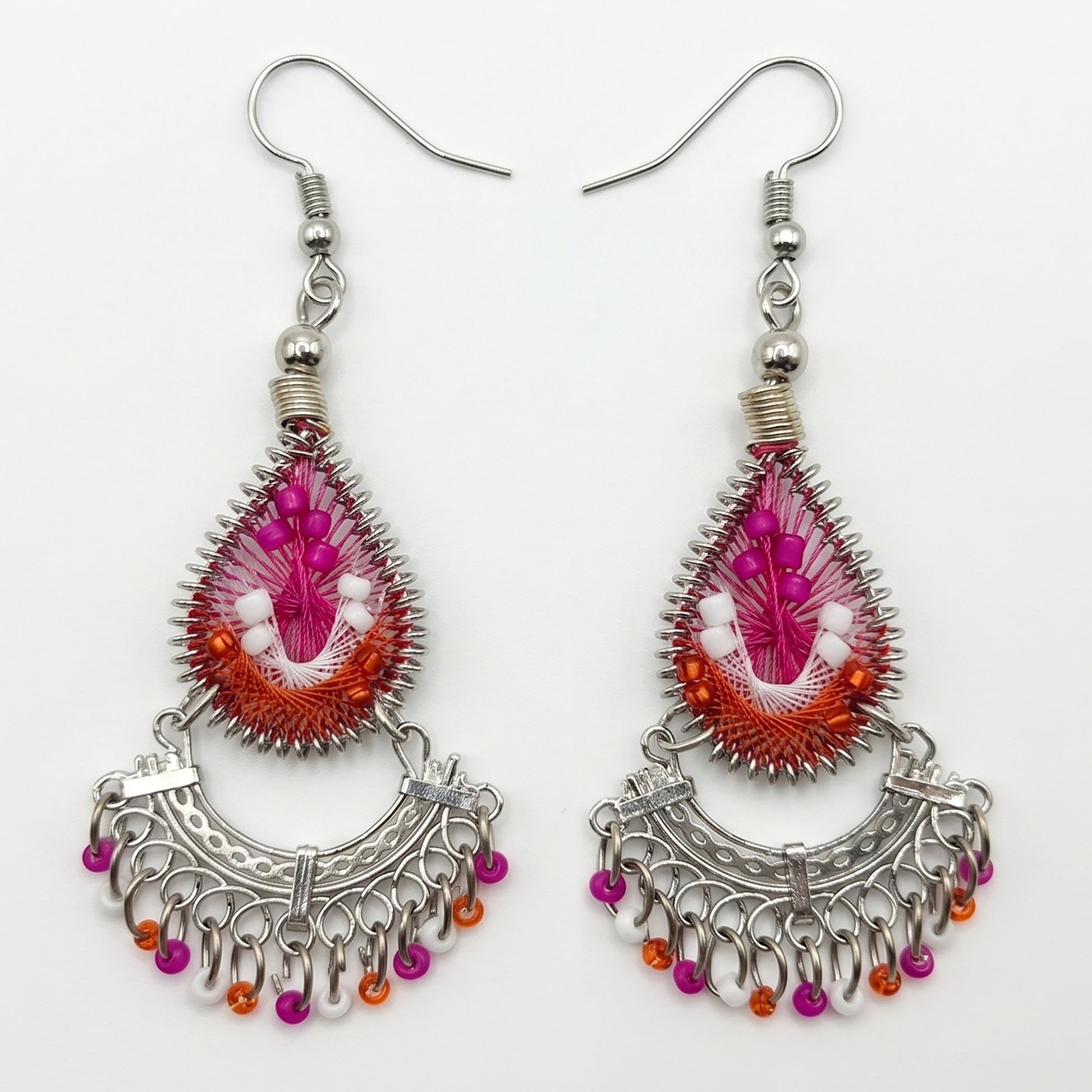 Silk Thread & Stainless Steel Dangle Earrings - Gem Avenue Retail