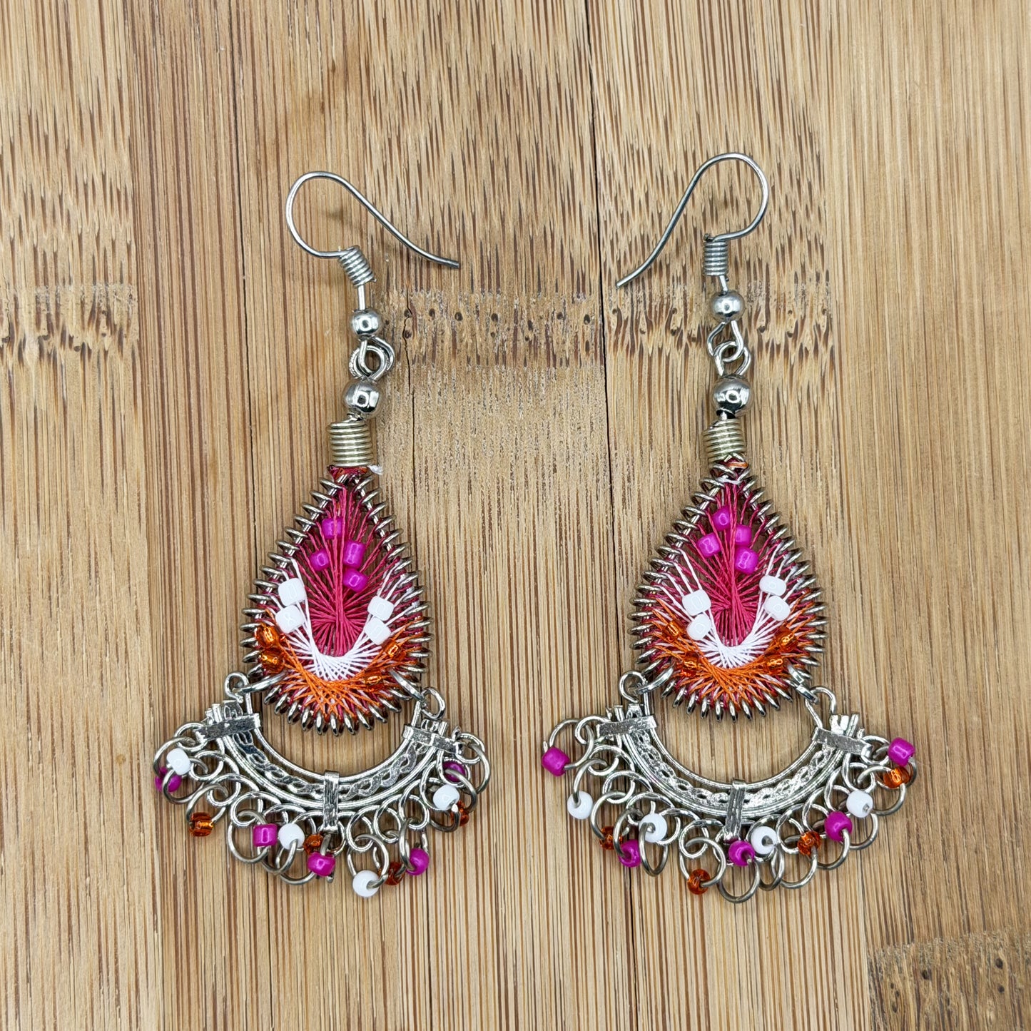 Silk Thread & Stainless Steel Dangle Earrings - Gem Avenue Retail