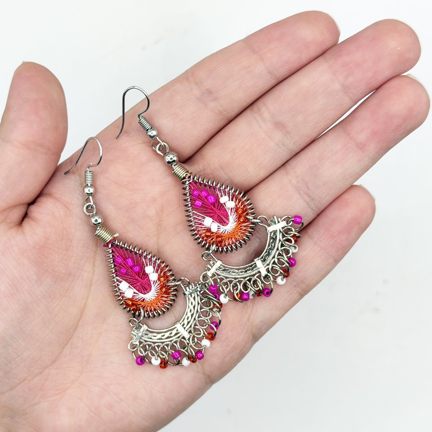 Silk Thread & Stainless Steel Dangle Earrings - Gem Avenue Retail