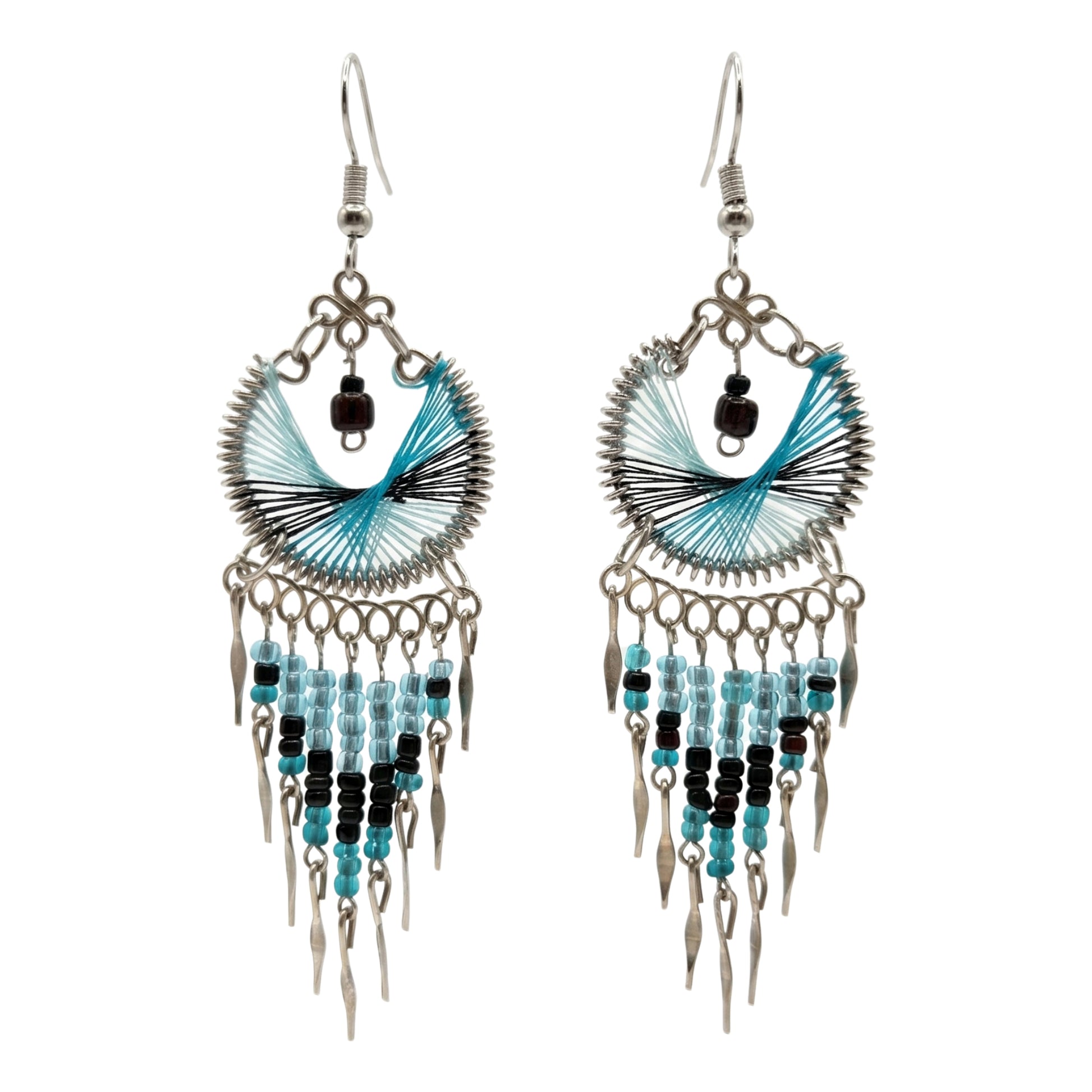 Silk Thread & Stainless Steel Dangle Earrings - Gem Avenue Retail
