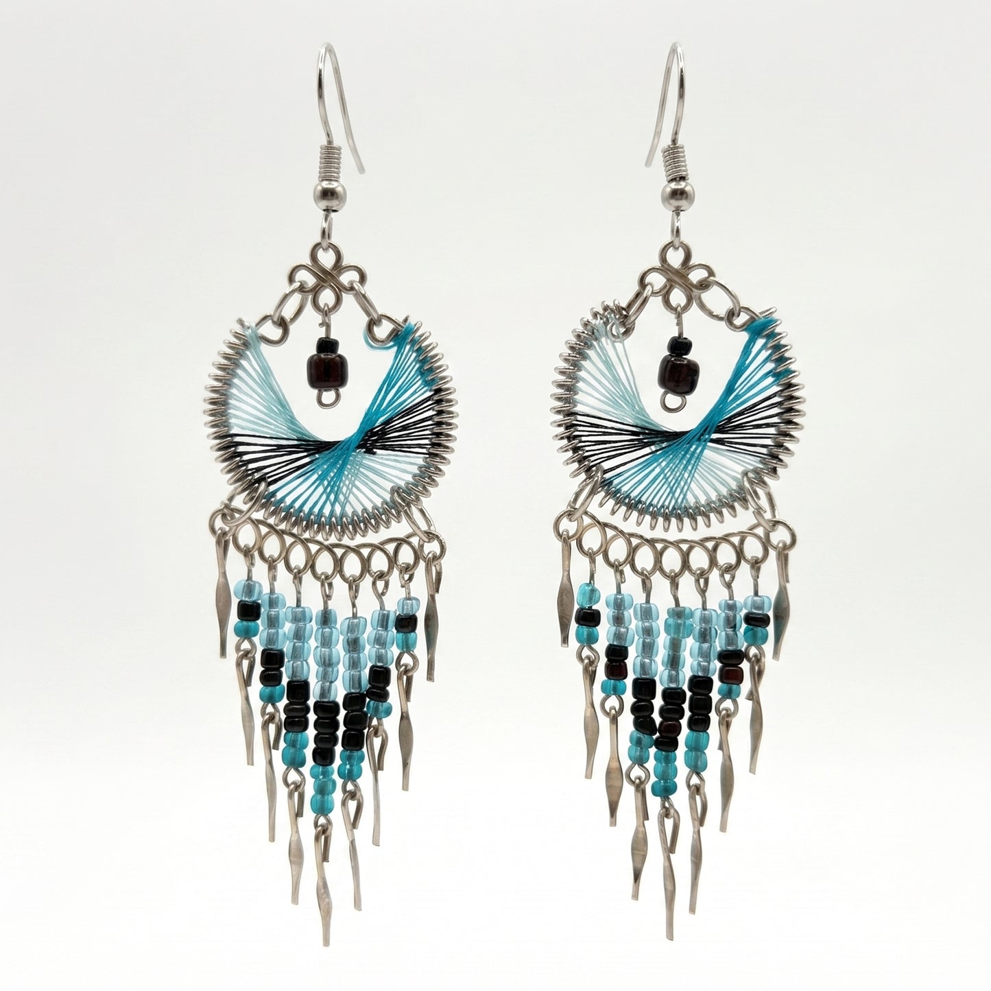 Silk Thread & Stainless Steel Dangle Earrings - Gem Avenue Retail