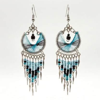 Silk Thread & Stainless Steel Dangle Earrings - Gem Avenue Retail