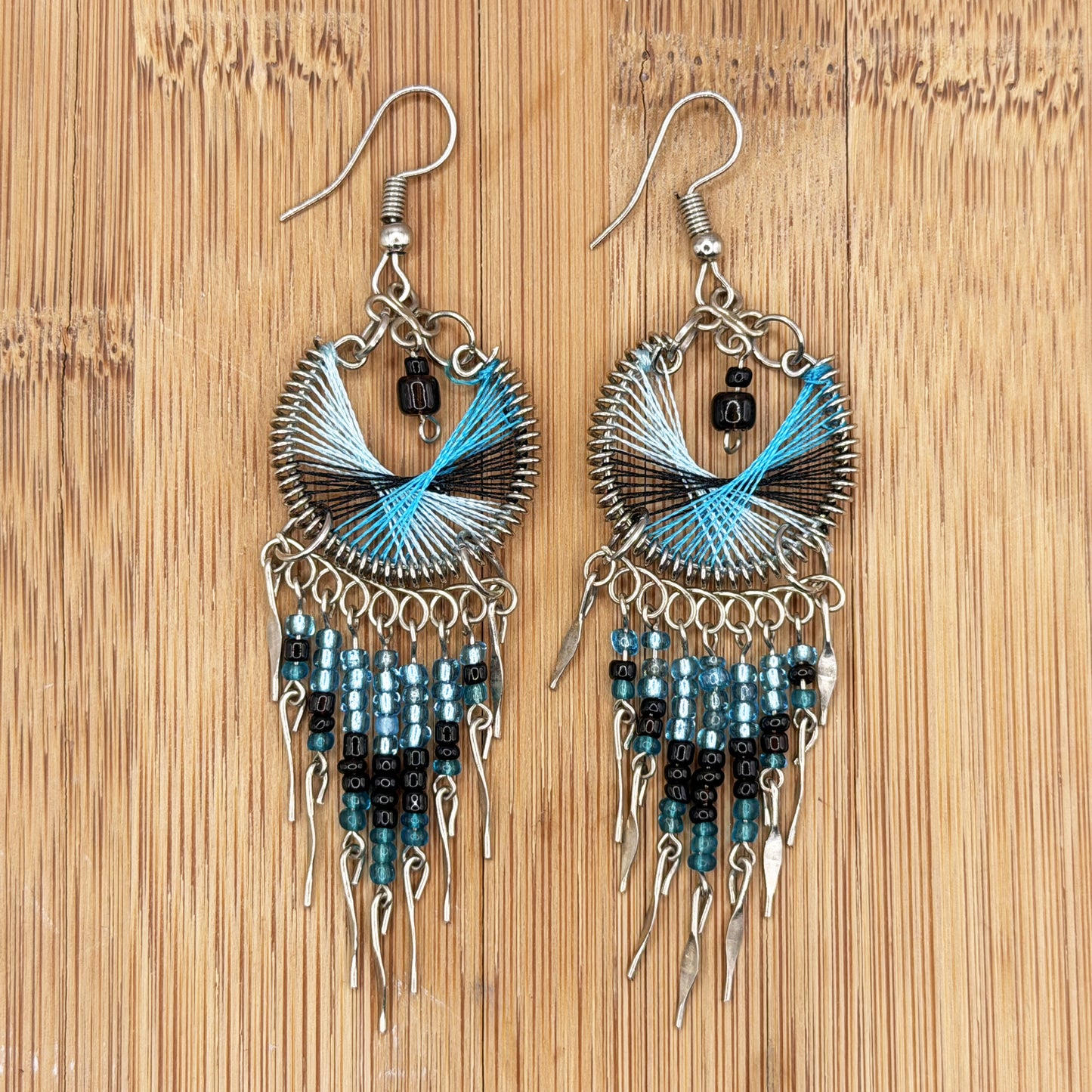 Silk Thread & Stainless Steel Dangle Earrings - Gem Avenue Retail