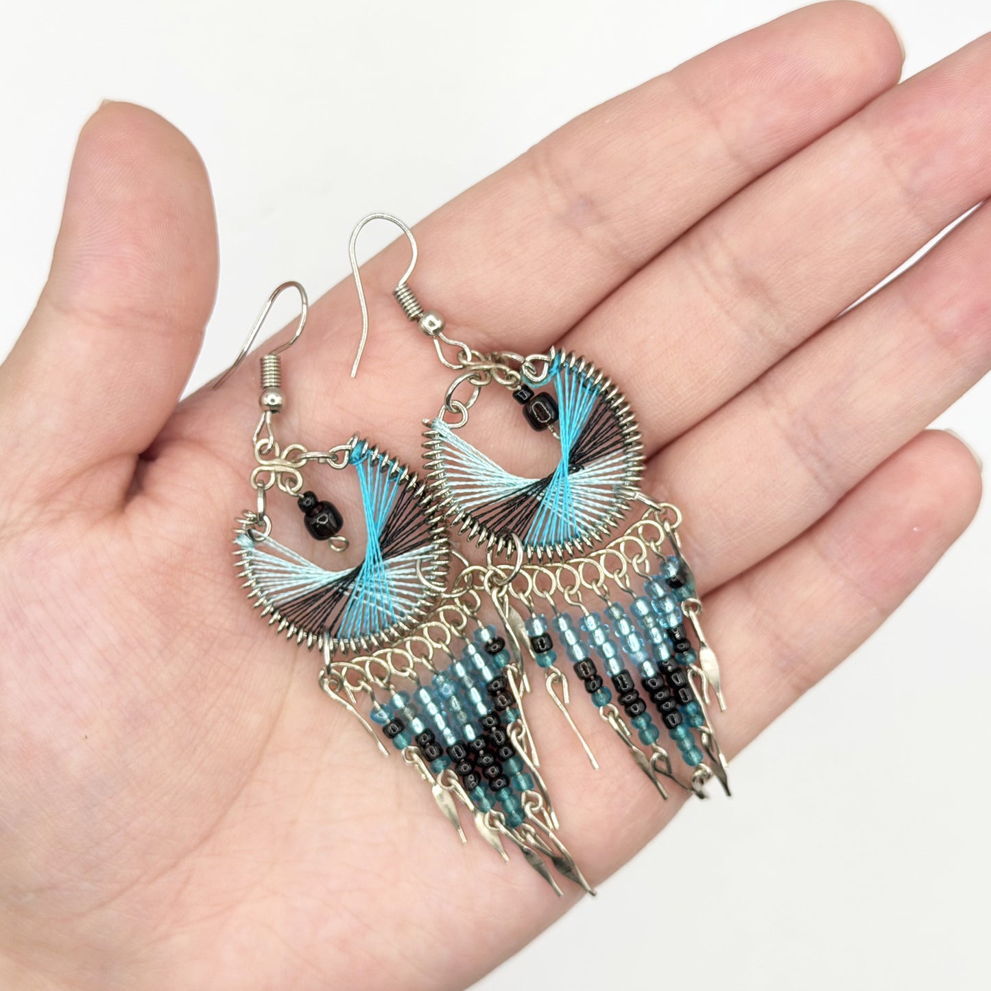 Silk Thread & Stainless Steel Dangle Earrings - Gem Avenue Retail