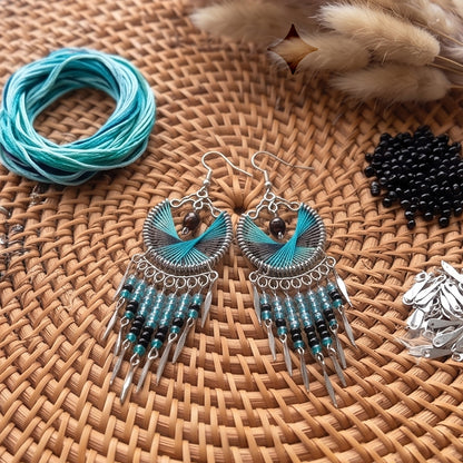 Silk Thread & Stainless Steel Dangle Earrings - Gem Avenue Retail
