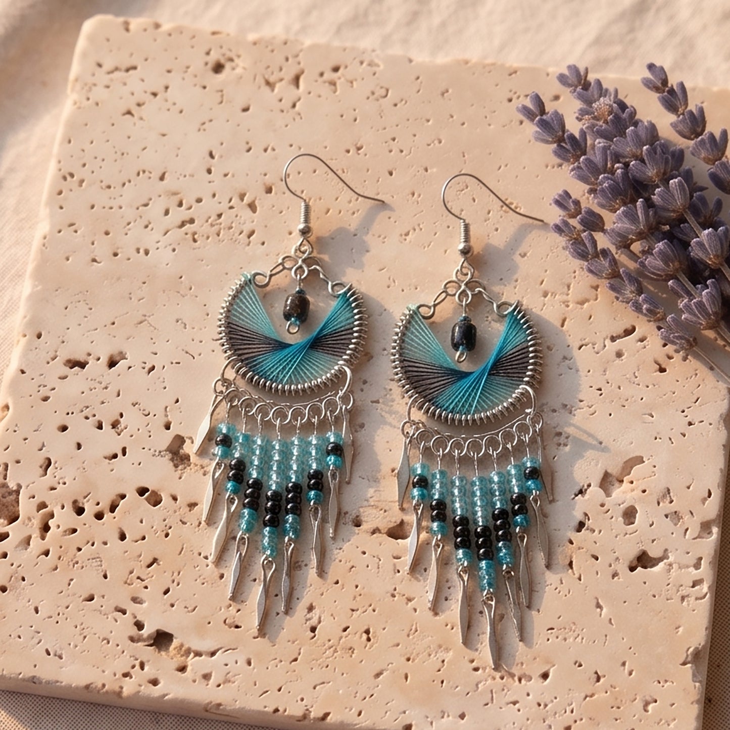 Silk Thread & Stainless Steel Dangle Earrings - Gem Avenue Retail