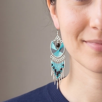 Silk Thread & Stainless Steel Dangle Earrings - Gem Avenue Retail
