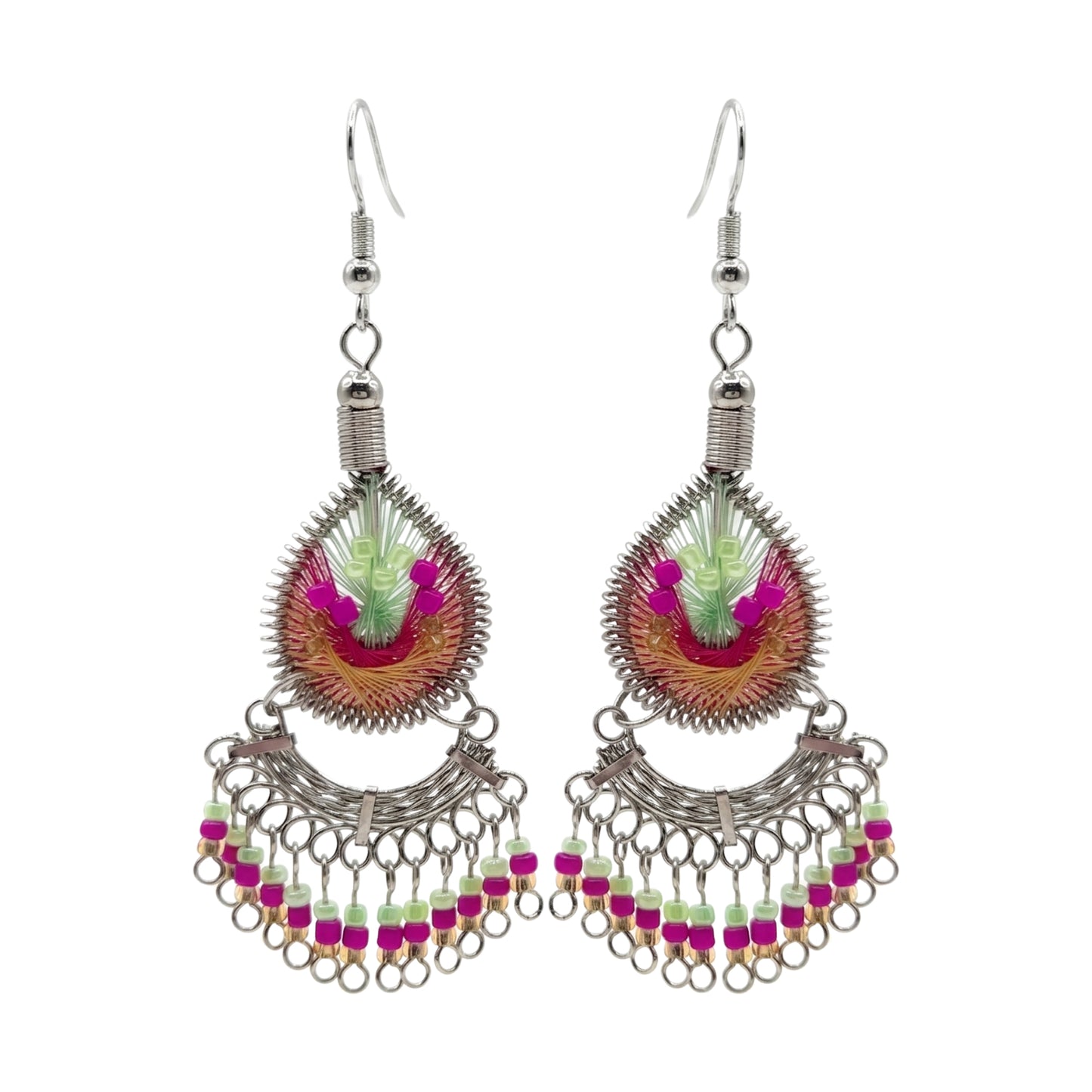 Silk Thread & Stainless Steel Dangle Earrings - Gem Avenue Retail