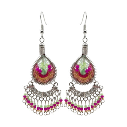 Silk Thread & Stainless Steel Dangle Earrings - Gem Avenue Retail