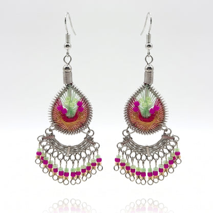 Silk Thread & Stainless Steel Dangle Earrings - Gem Avenue Retail