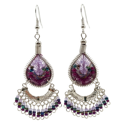 Silk Thread & Stainless Steel Dangle Earrings - Gem Avenue Retail