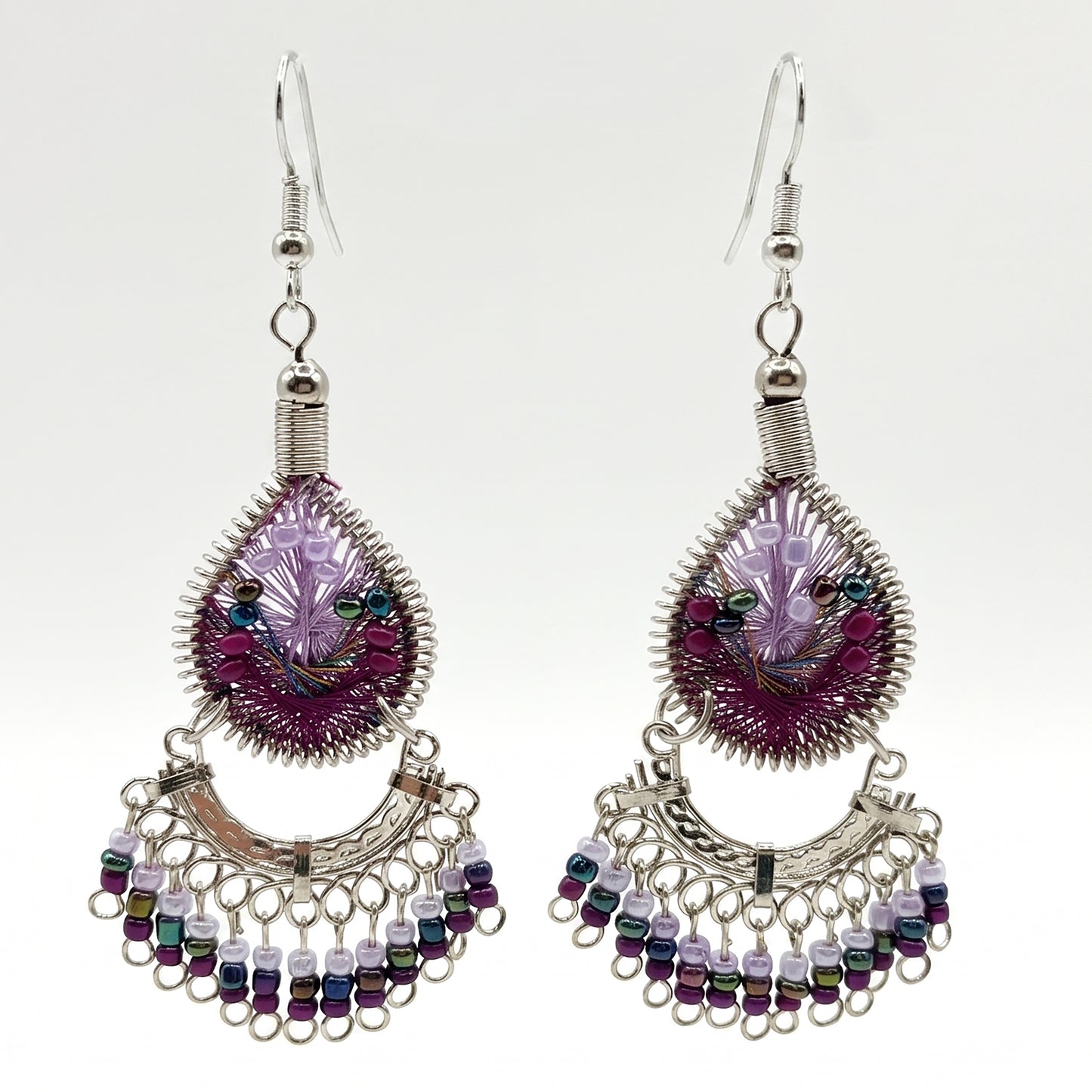 Silk Thread & Stainless Steel Dangle Earrings - Gem Avenue Retail