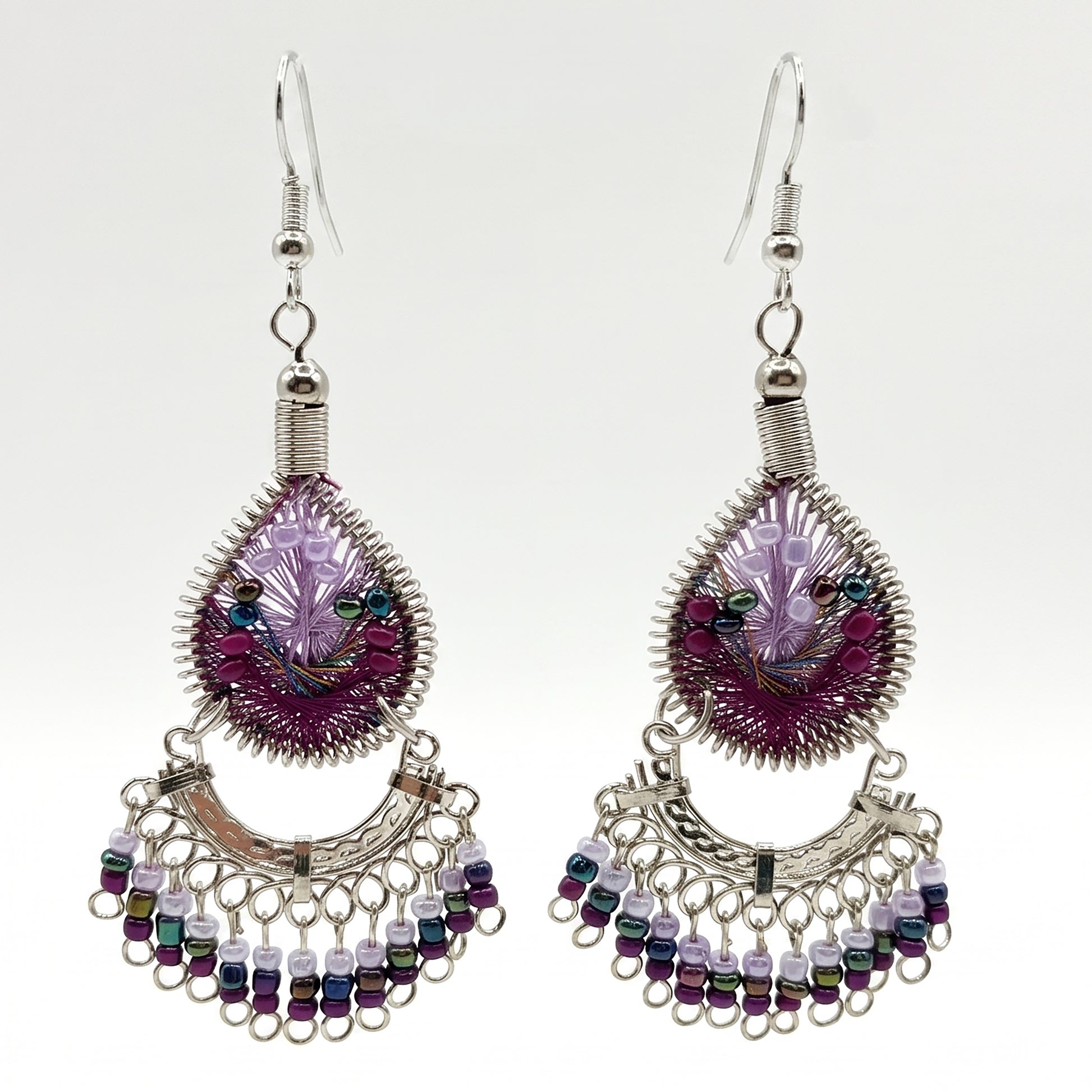 Silk Thread & Stainless Steel Dangle Earrings - Gem Avenue Retail
