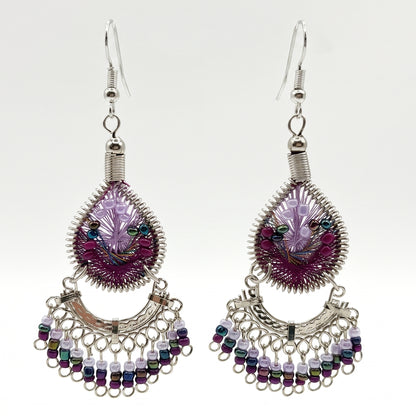 Silk Thread & Stainless Steel Dangle Earrings - Gem Avenue Retail