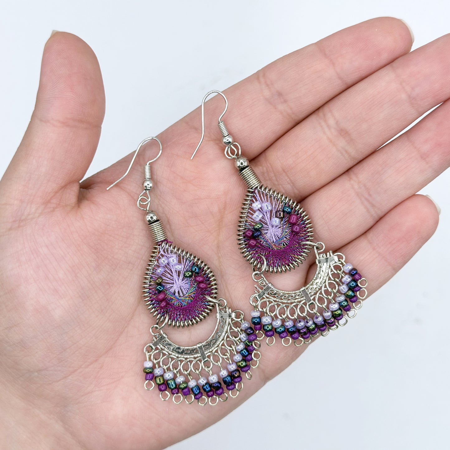 Silk Thread & Stainless Steel Dangle Earrings - Gem Avenue Retail