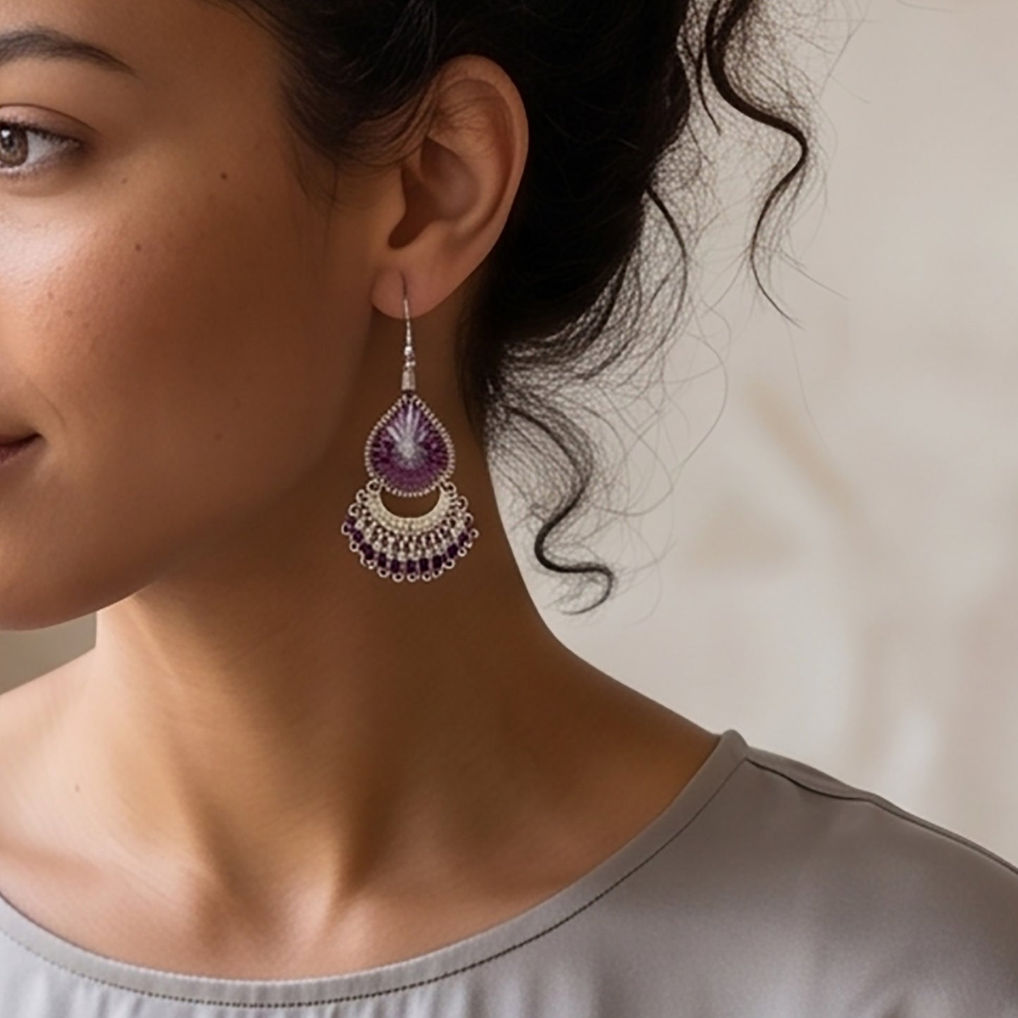Silk Thread & Stainless Steel Dangle Earrings - Gem Avenue Retail