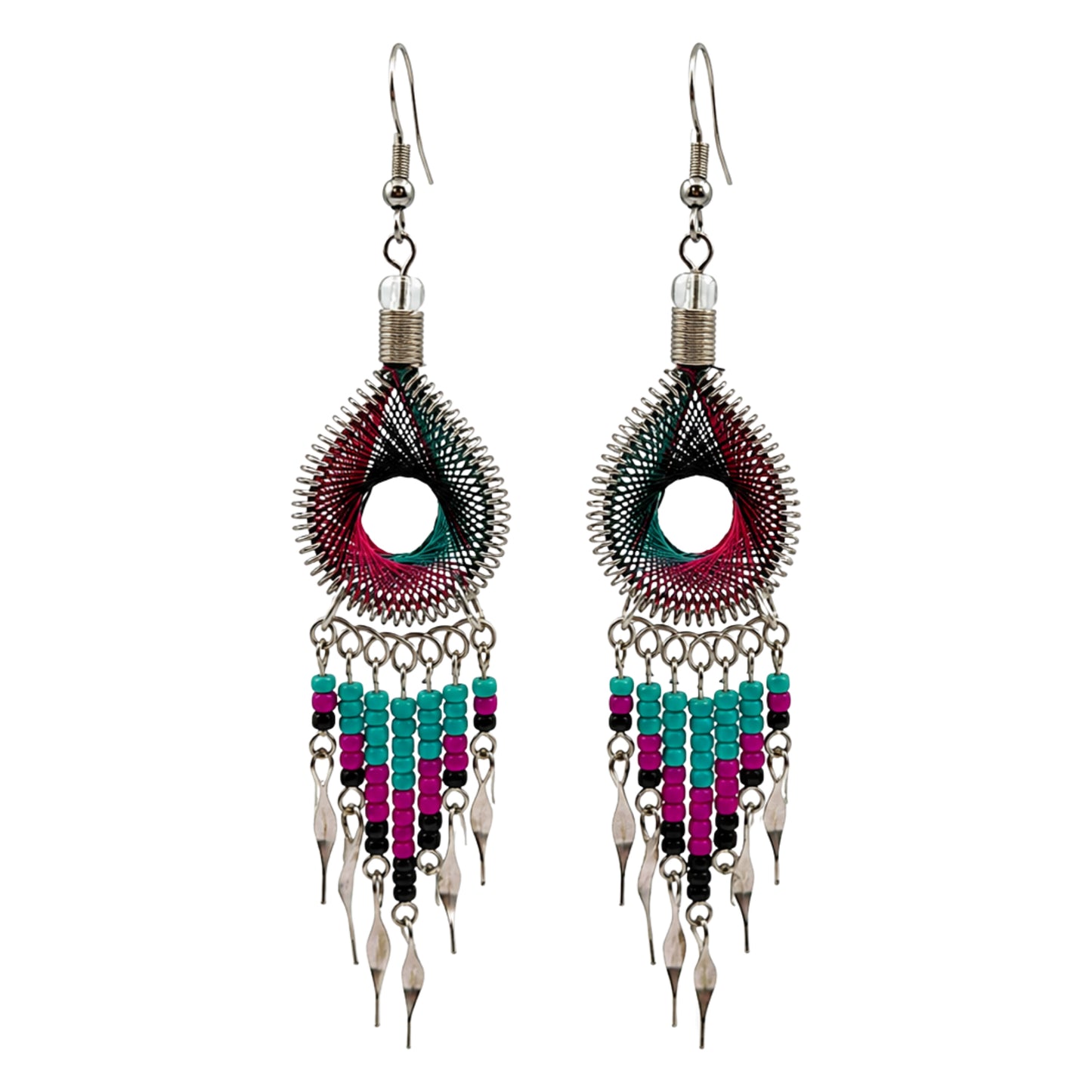 Silk Thread & Stainless Steel Dangle Earrings - Gem Avenue Retail