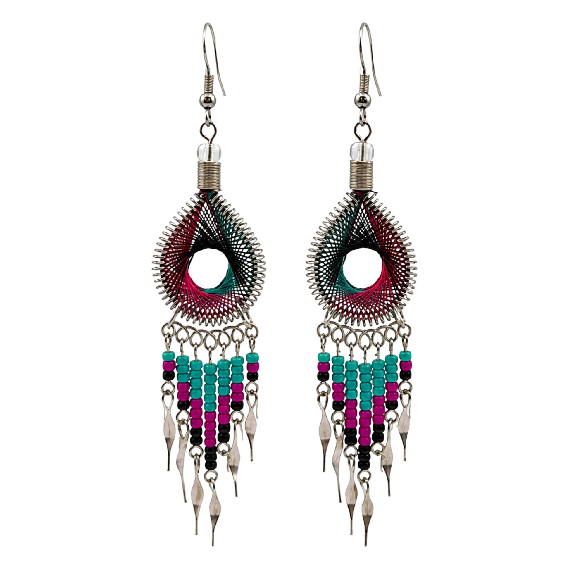 Silk Thread & Stainless Steel Dangle Earrings - Gem Avenue Retail