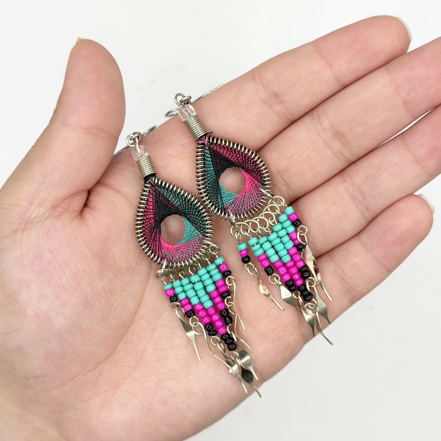 Silk Thread & Stainless Steel Dangle Earrings - Gem Avenue Retail