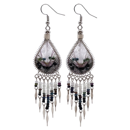 Silk Thread & Stainless Steel Dangle Earrings - Gem Avenue Retail