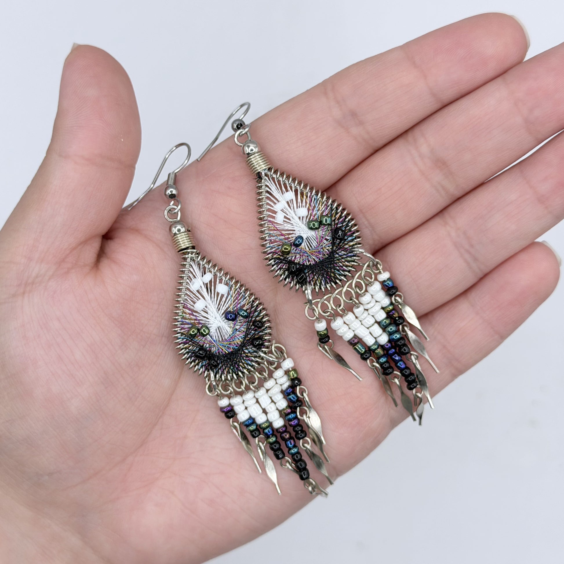 Silk Thread & Stainless Steel Dangle Earrings - Gem Avenue Retail