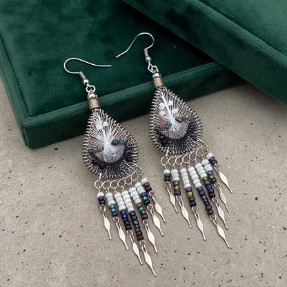 Silk Thread & Stainless Steel Dangle Earrings - Gem Avenue Retail