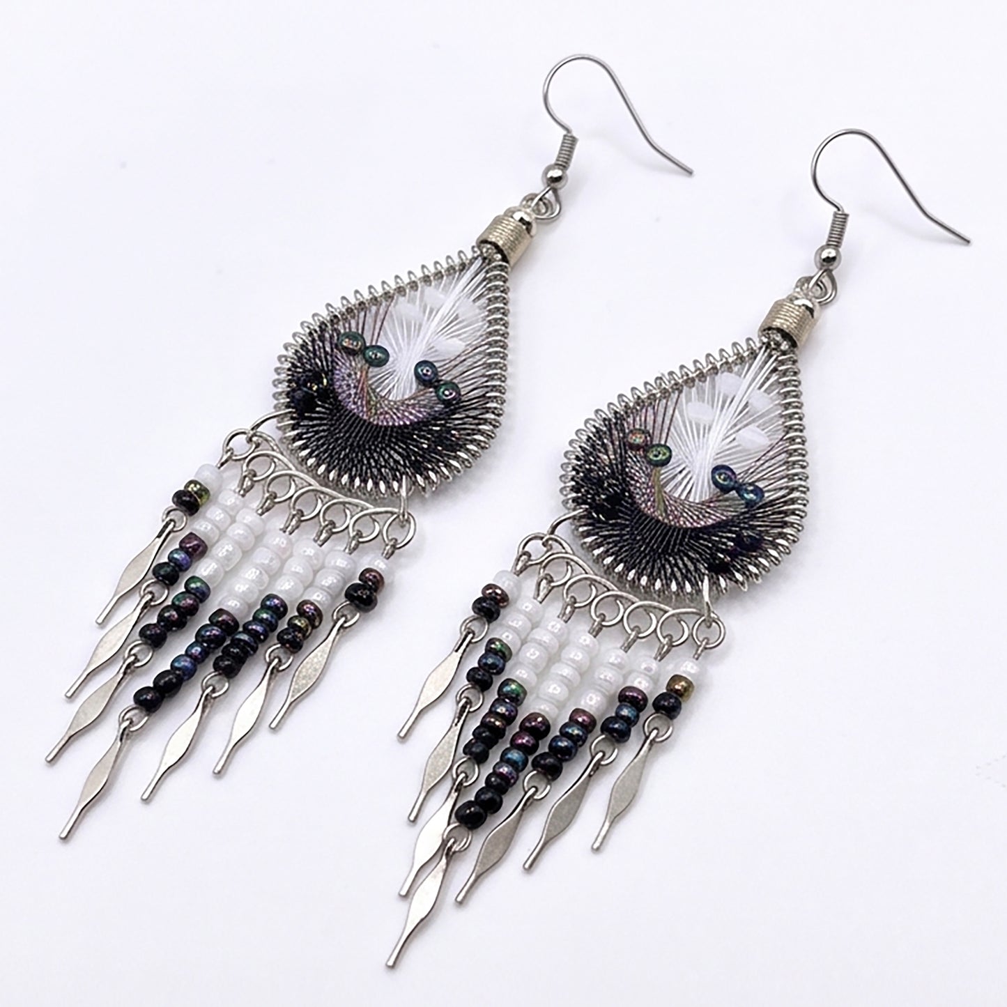Silk Thread & Stainless Steel Dangle Earrings - Gem Avenue Retail