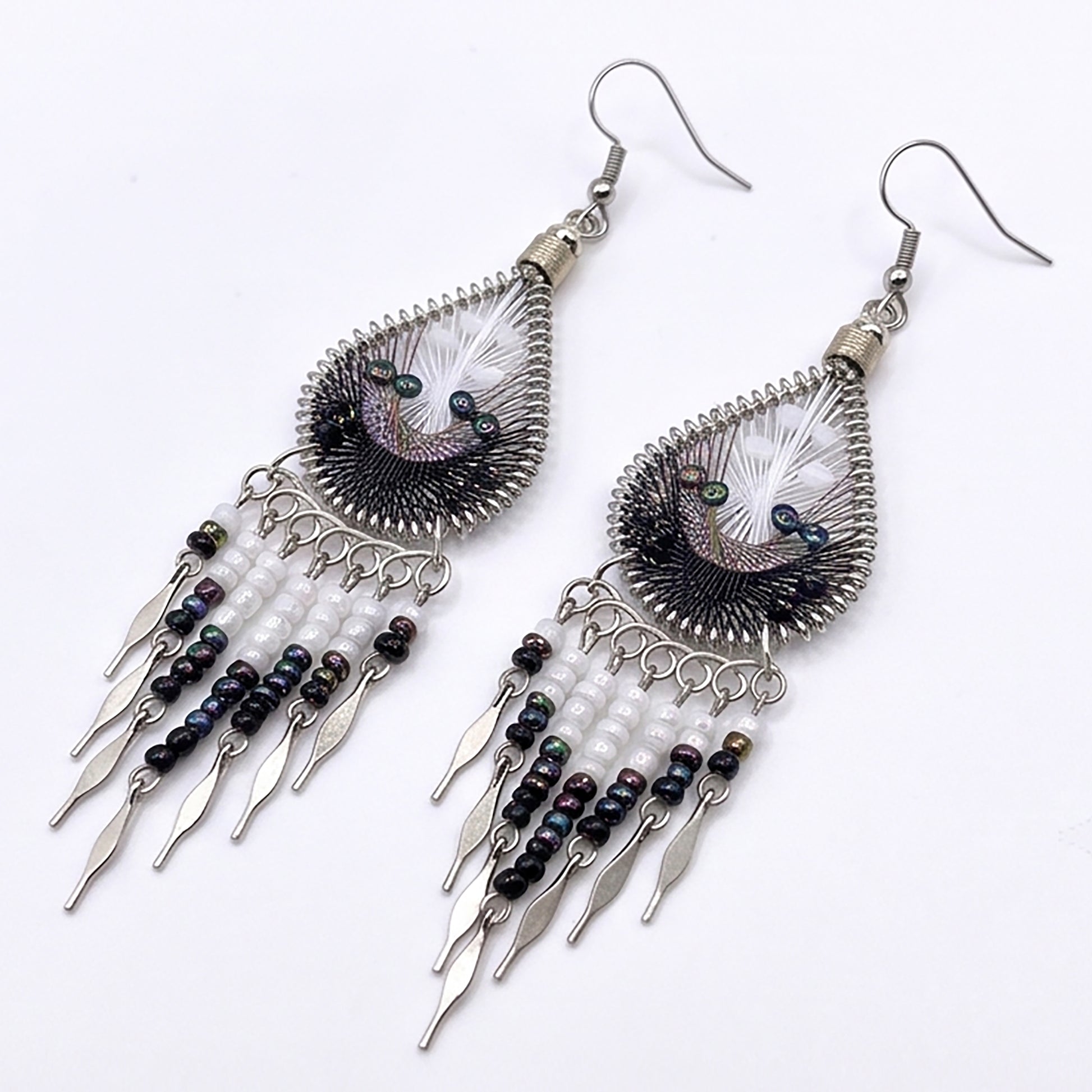 Silk Thread & Stainless Steel Dangle Earrings - Gem Avenue Retail