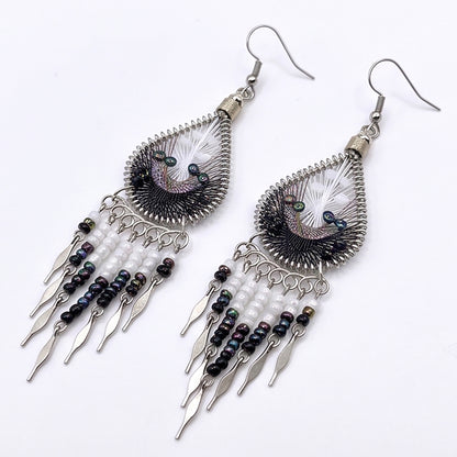 Silk Thread & Stainless Steel Dangle Earrings - Gem Avenue Retail