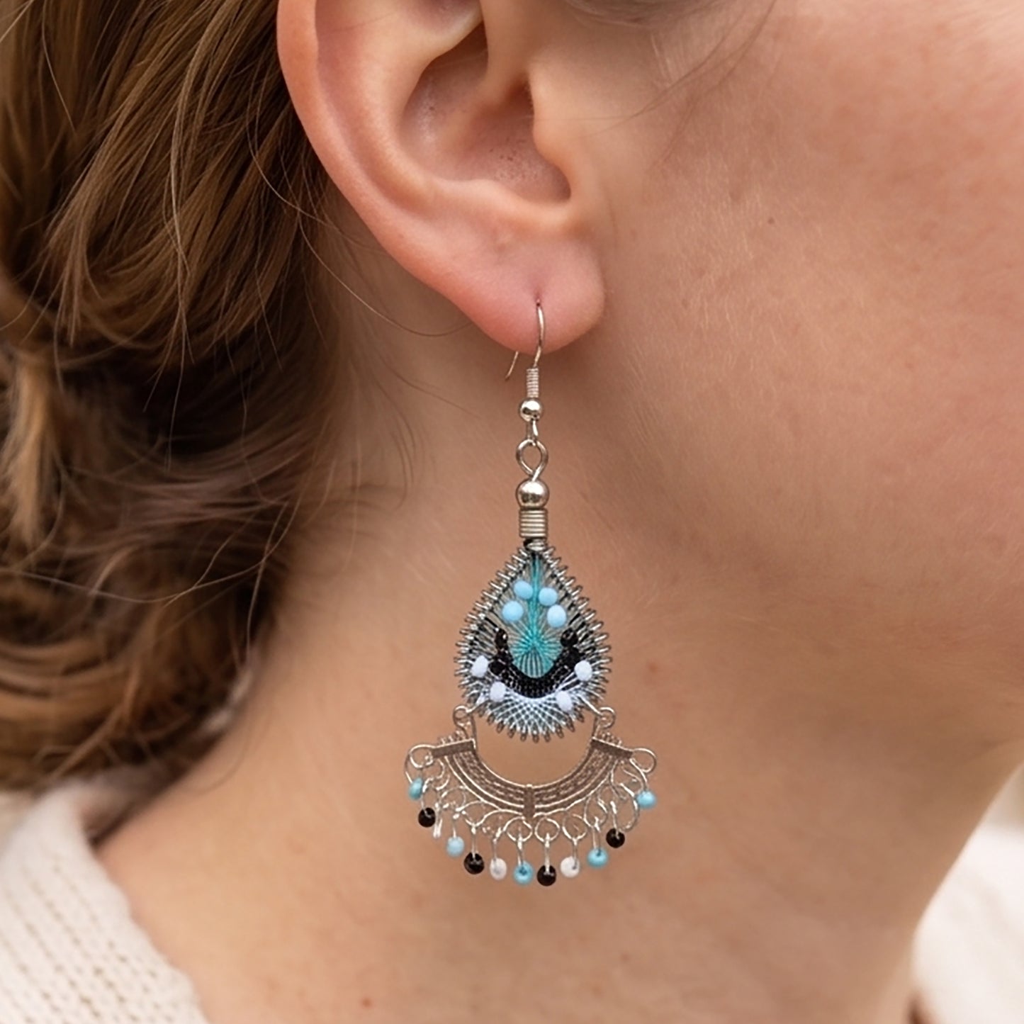 Silk Thread & Stainless Steel Earrings - Gem Avenue Retail