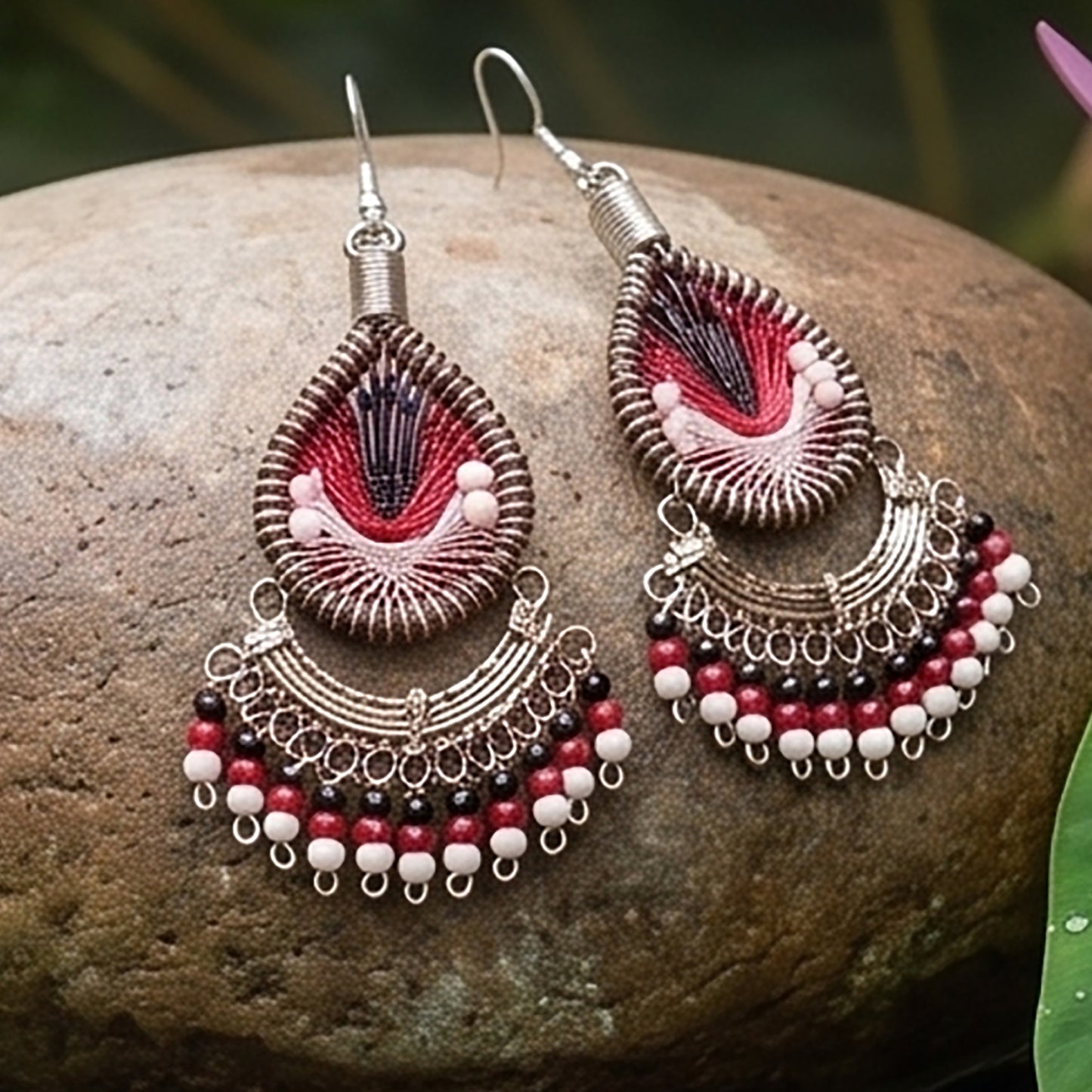 Silk Thread & Stainless Steel Earrings - Gem Avenue Retail