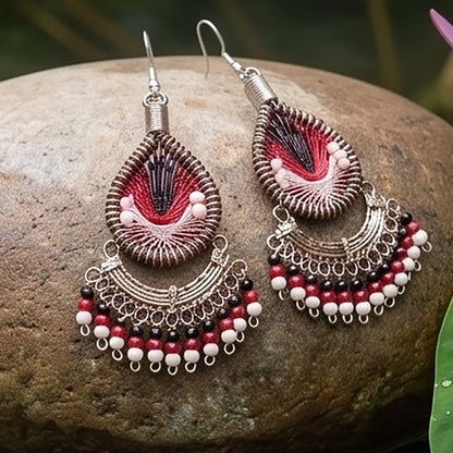 Silk Thread & Stainless Steel Earrings - Gem Avenue Retail