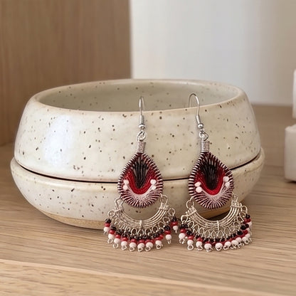 Silk Thread & Stainless Steel Earrings - Gem Avenue Retail