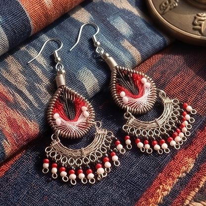 Silk Thread & Stainless Steel Earrings - Gem Avenue Retail