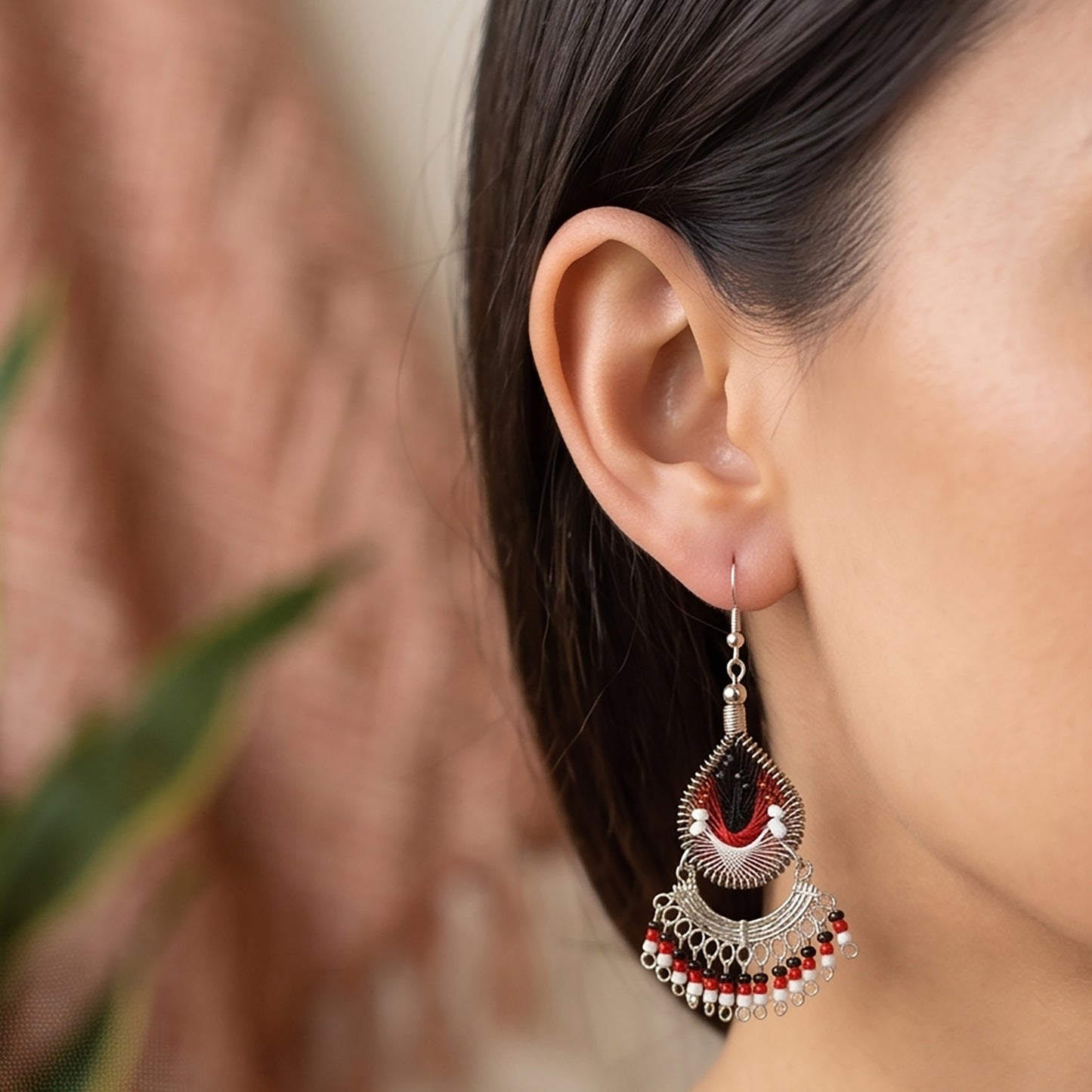 Silk Thread & Stainless Steel Earrings - Gem Avenue Retail
